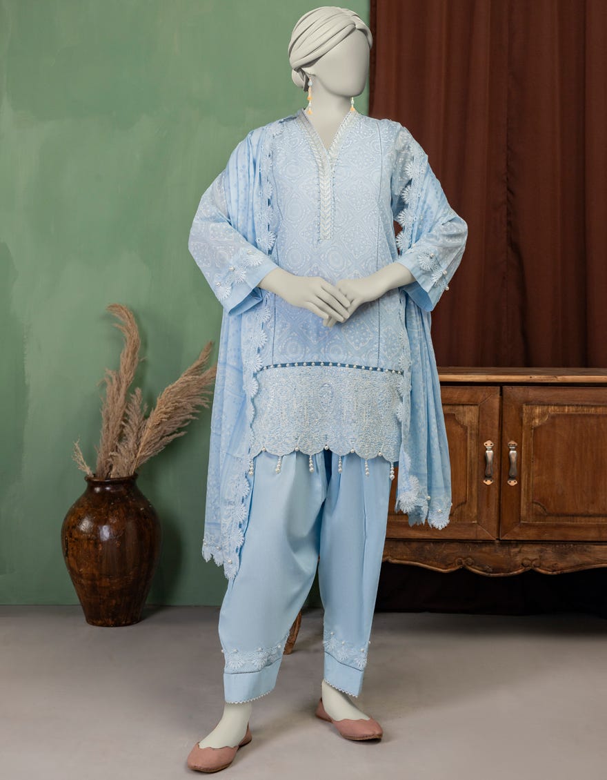 BLUE LAWN EMBROIDERED UNSTITCHED 3PC