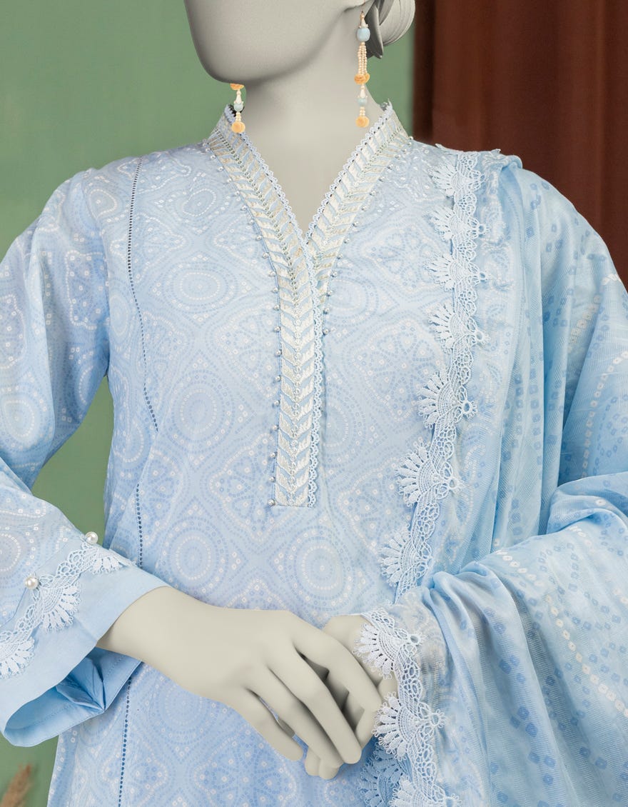 BLUE LAWN EMBROIDERED UNSTITCHED 3PC