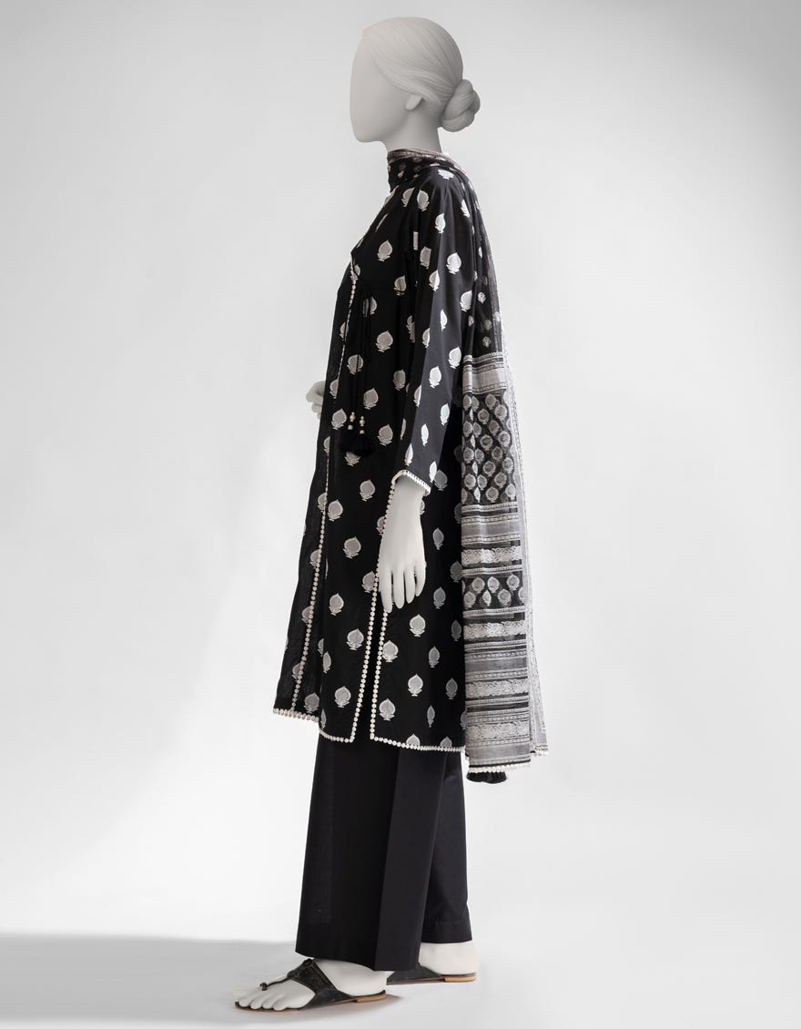 BLACK & WHITE LAWN PRINTED UNSTITCHED 3PC