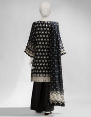 BLACK LAWN PRINTED UNSTITCHED 3PC