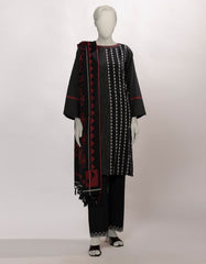 BLACK JACQUARD DYED UNSTITCHED 3PC