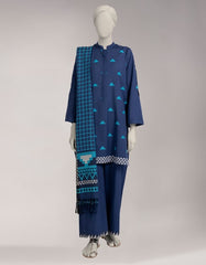 BLUE JACQUARD DYED UNSTITCHED 3PC