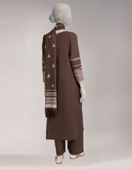 BROWN JACQUARD DYED UNSTITCHED 3PC