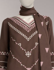 BROWN JACQUARD DYED UNSTITCHED 3PC