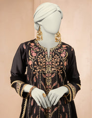 BLACK RAW SILK EMBROIDERED 3PC STITCHED