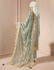 BLUE IMPURE CHIFFON EMBROIDERED 3PC STITCHED