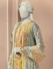BLUE IMPURE CHIFFON EMBROIDERED 3PC STITCHED