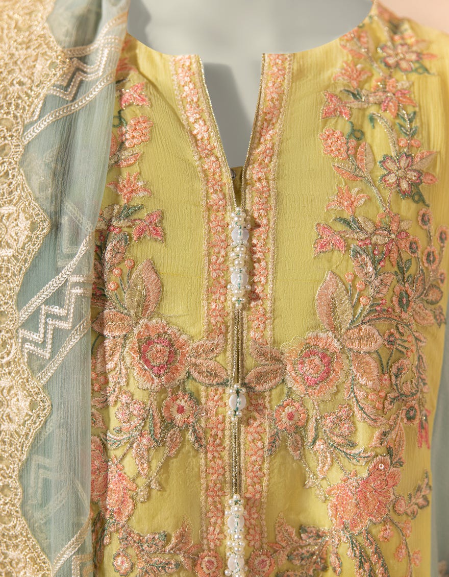 BLUE IMPURE CHIFFON EMBROIDERED 3PC STITCHED