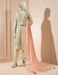 GREEN IMPURE CHIFFON EMBROIDERED 3PC STITCHED