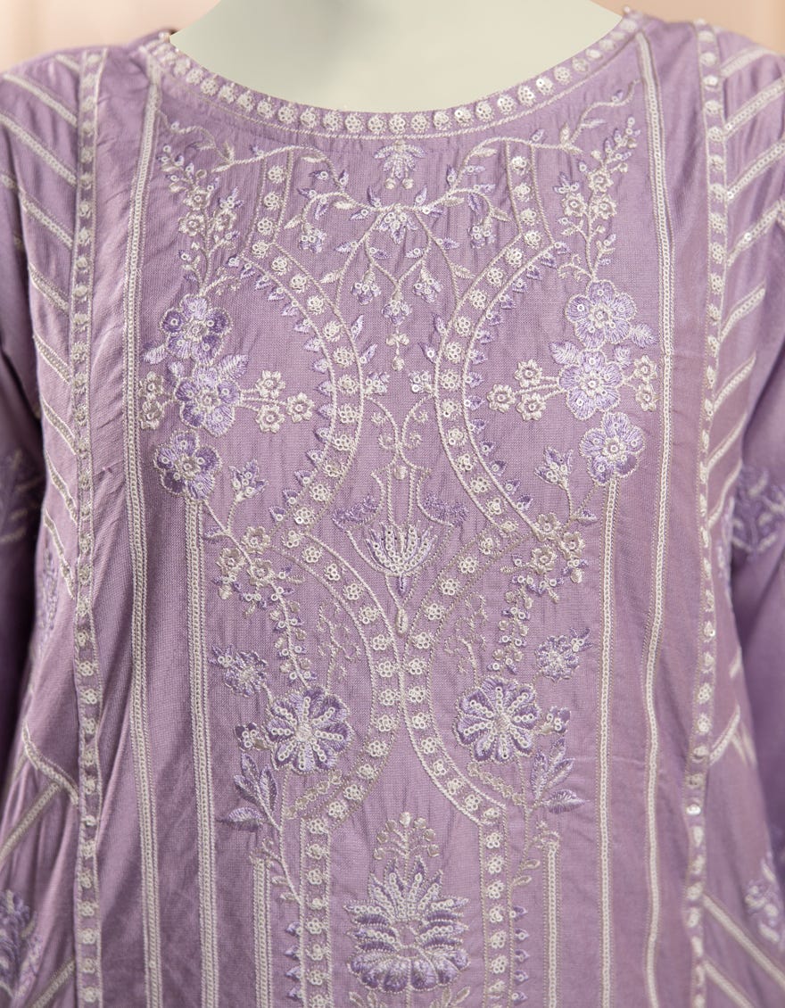 LILAC COTTON EMBROIDERED 2PC STITCHED