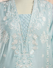 ICE BLUE RAW SILK 2PC STITCHED