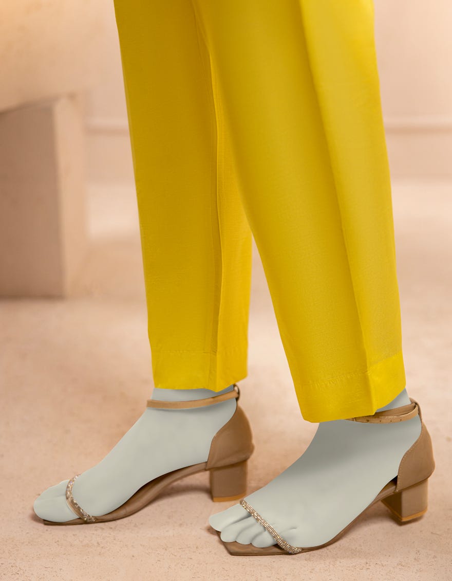 LEMON RAW SILK 2PC STITCHED