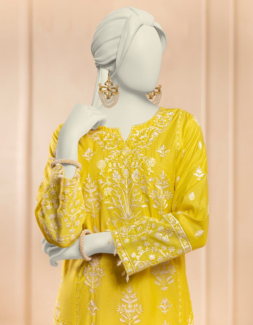 LEMON RAW SILK 2PC STITCHED