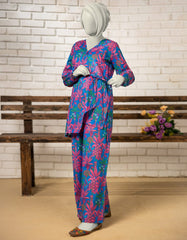 BLUE LAWN PRINTED KURTI