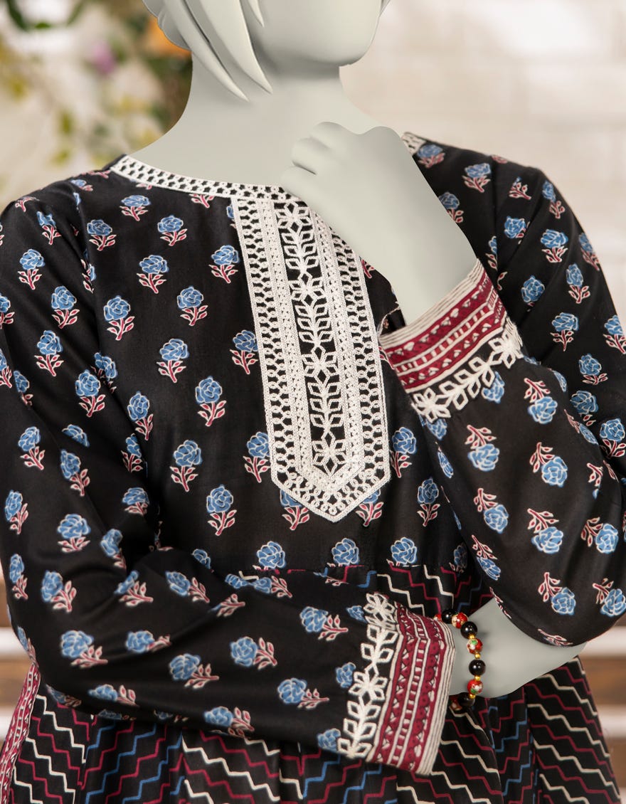 BLACK LAWN EMBROIDERED KURTI