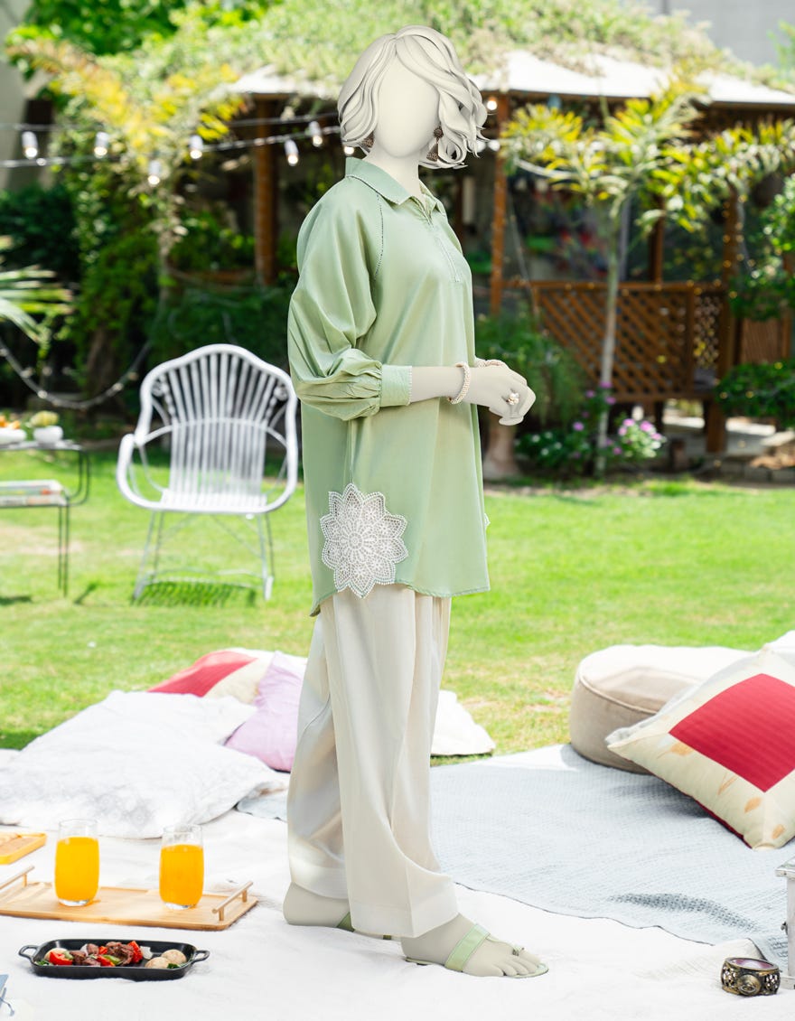 GREEN LAWN EMBROIDERED KURTI