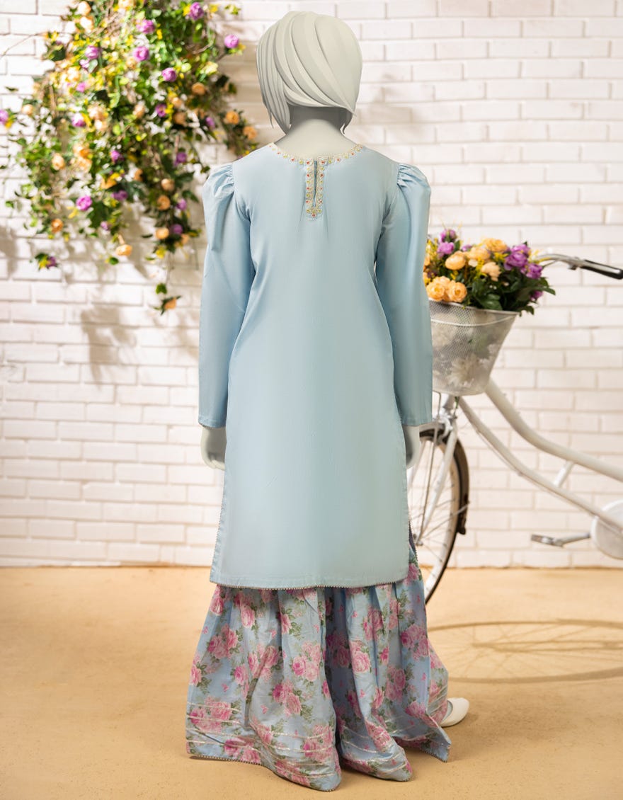 BLUE LAWN EMBROIDERED 2PC STITCHED