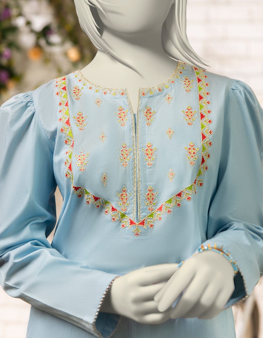 BLUE LAWN EMBROIDERED 2PC STITCHED