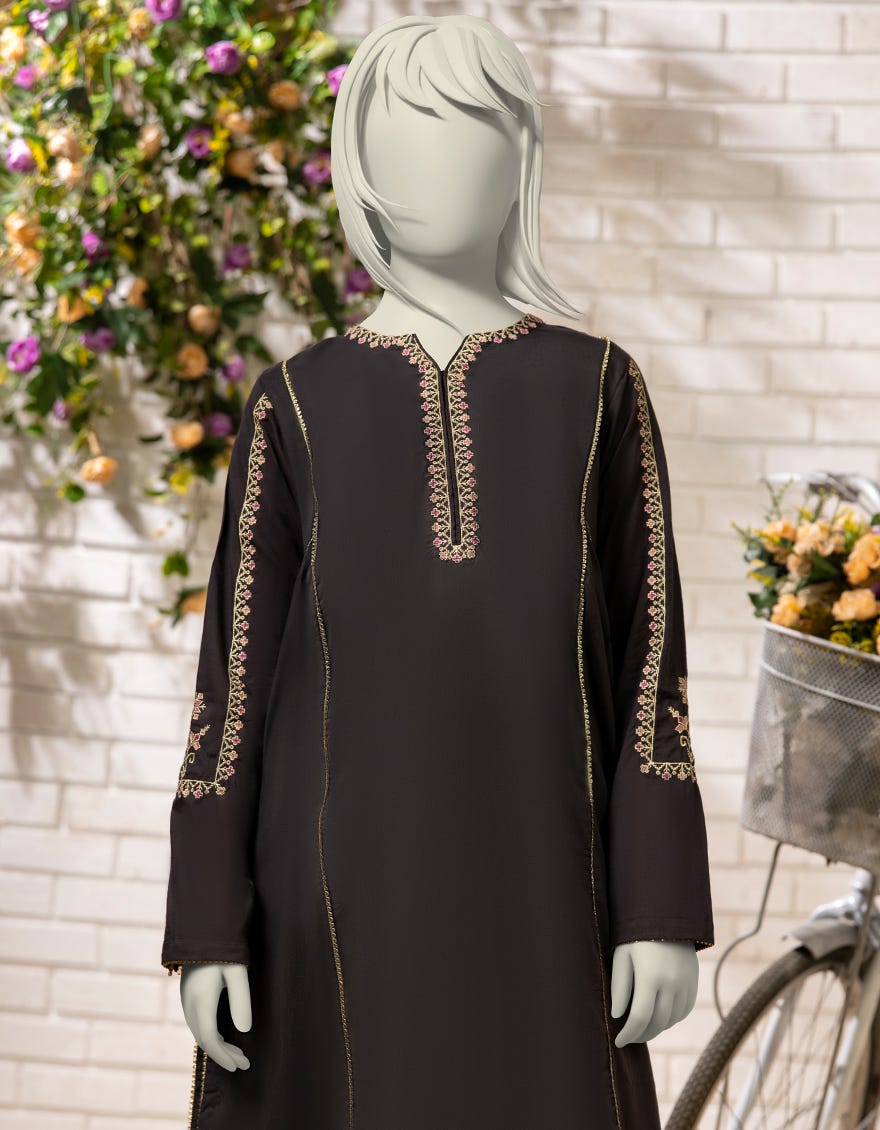 BLACK LAWN EMBROIDERED 2PC STITCHED
