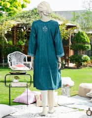 BLUE DOBBY EMBROIDERED KURTI