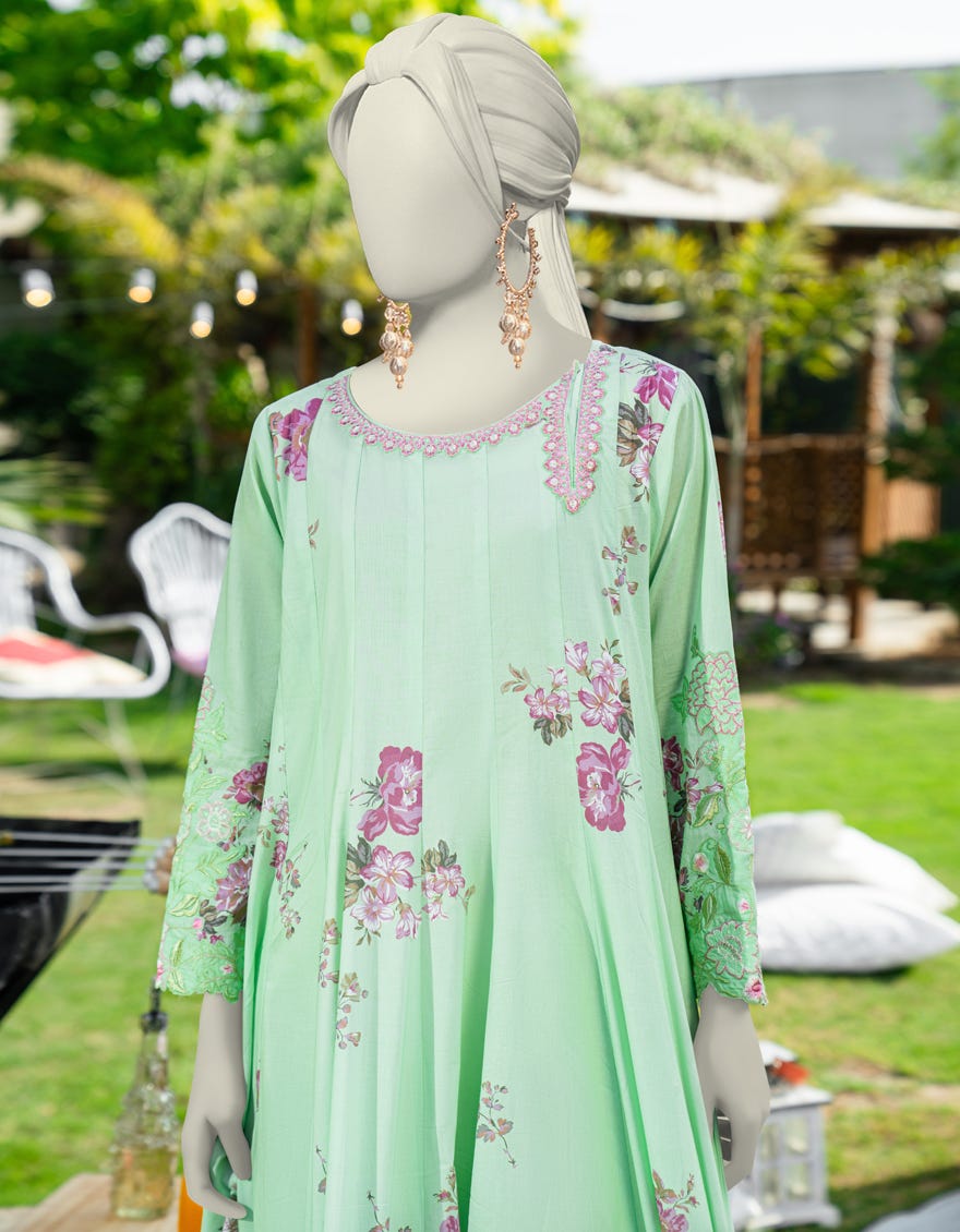 GREEN LAWN EMBROIDERED KURTI