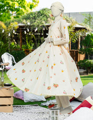 BEIGE LAWN EMBROIDERED KURTI