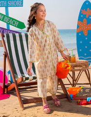 CREAM LAWN PRINTED 2PC | JGKL-S-JGST-25-5640