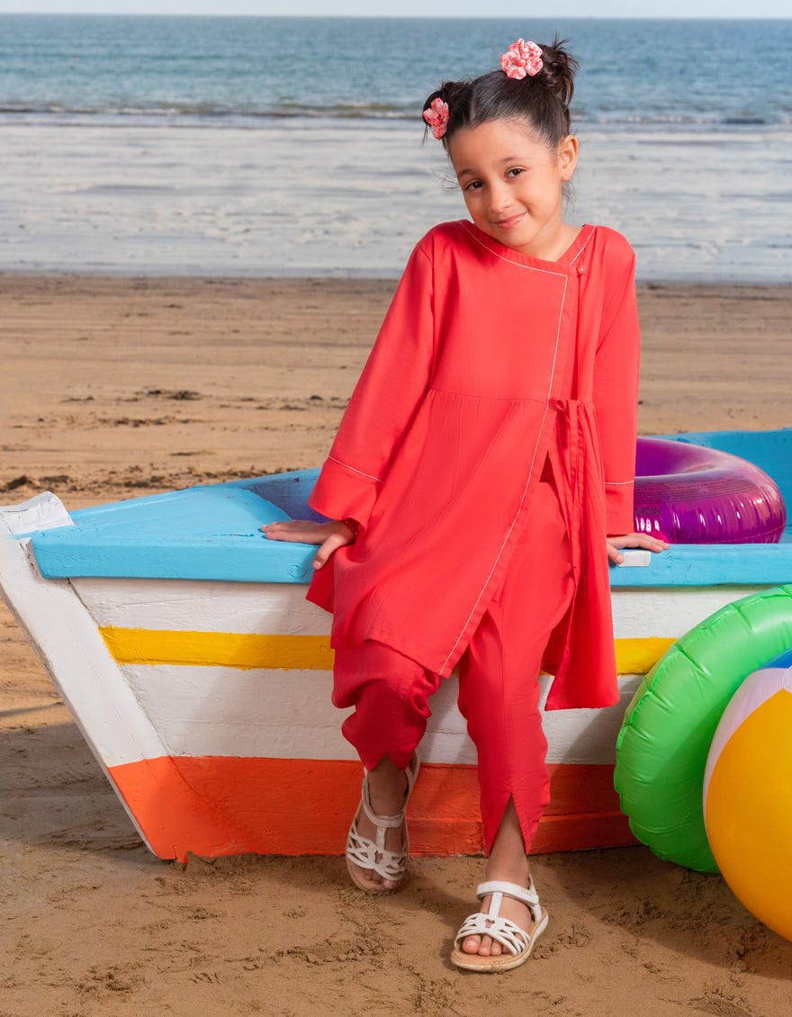 CORAL LAWN DYED 2PC | JGKL-S-JGST-25-5643