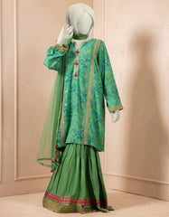 GREEN DYED EMBROIDERED 3PC STITCHED
