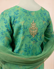 GREEN DYED EMBROIDERED 3PC STITCHED