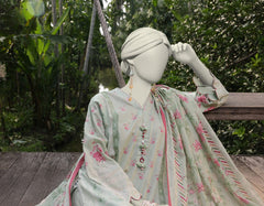 GREEN LAWN PRINTED UNSTITCHED 3PC | JLAWN-S-25-801
