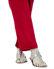 RED RAW SILK BASIC TROUSERS
