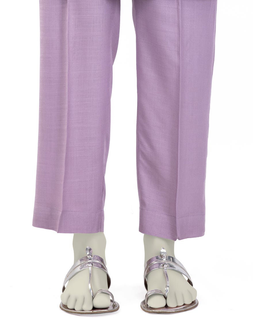 LILAC RAW SILK BASIC TROUSERS