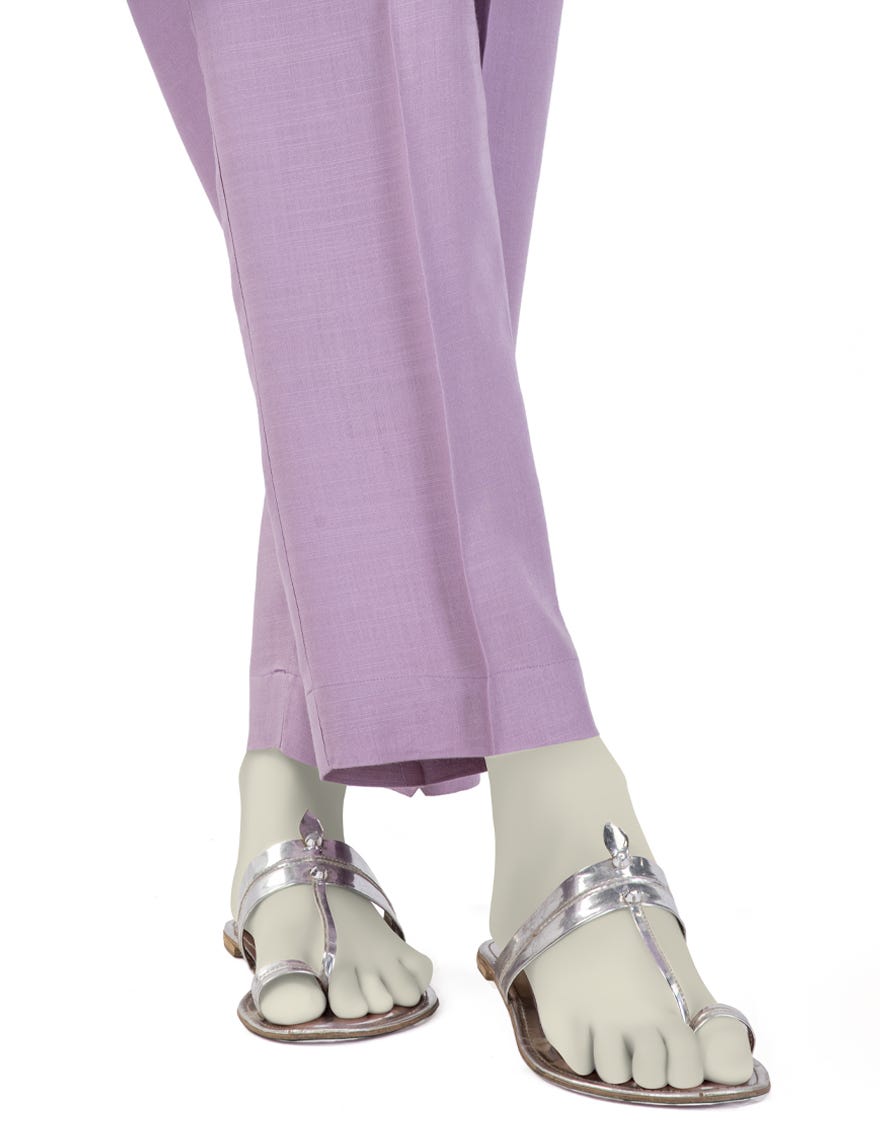 LILAC RAW SILK BASIC TROUSERS