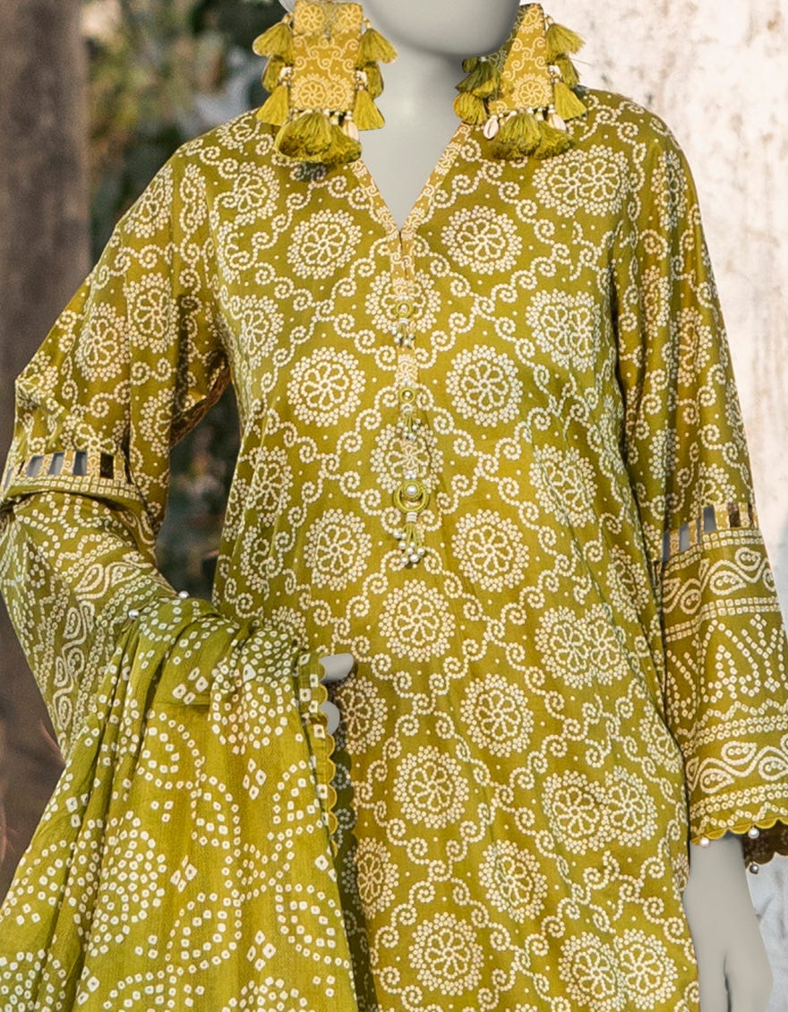 GREEN LAWN PRINTED UNSTITCHED 3PC | JLAWN-S-25-807