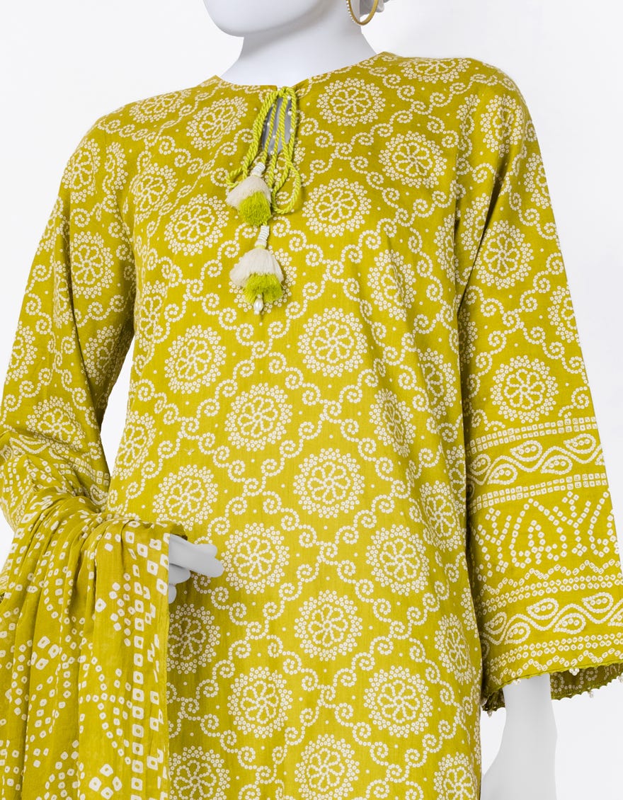 GREEN LAWN PRINTED 3PC STITCHED | JLAWN-S-25-807