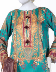 GREEN DOBBY EMBROIDERED 3PC STITCHED | JLAWN-S-25-809