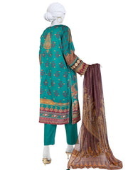 GREEN DOBBY EMBROIDERED 3PC STITCHED | JLAWN-S-25-809