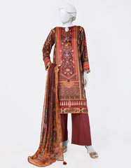 BROWN DOBBY EMBROIDERED 3PC STITCHED | JLAWN-S-25-811
