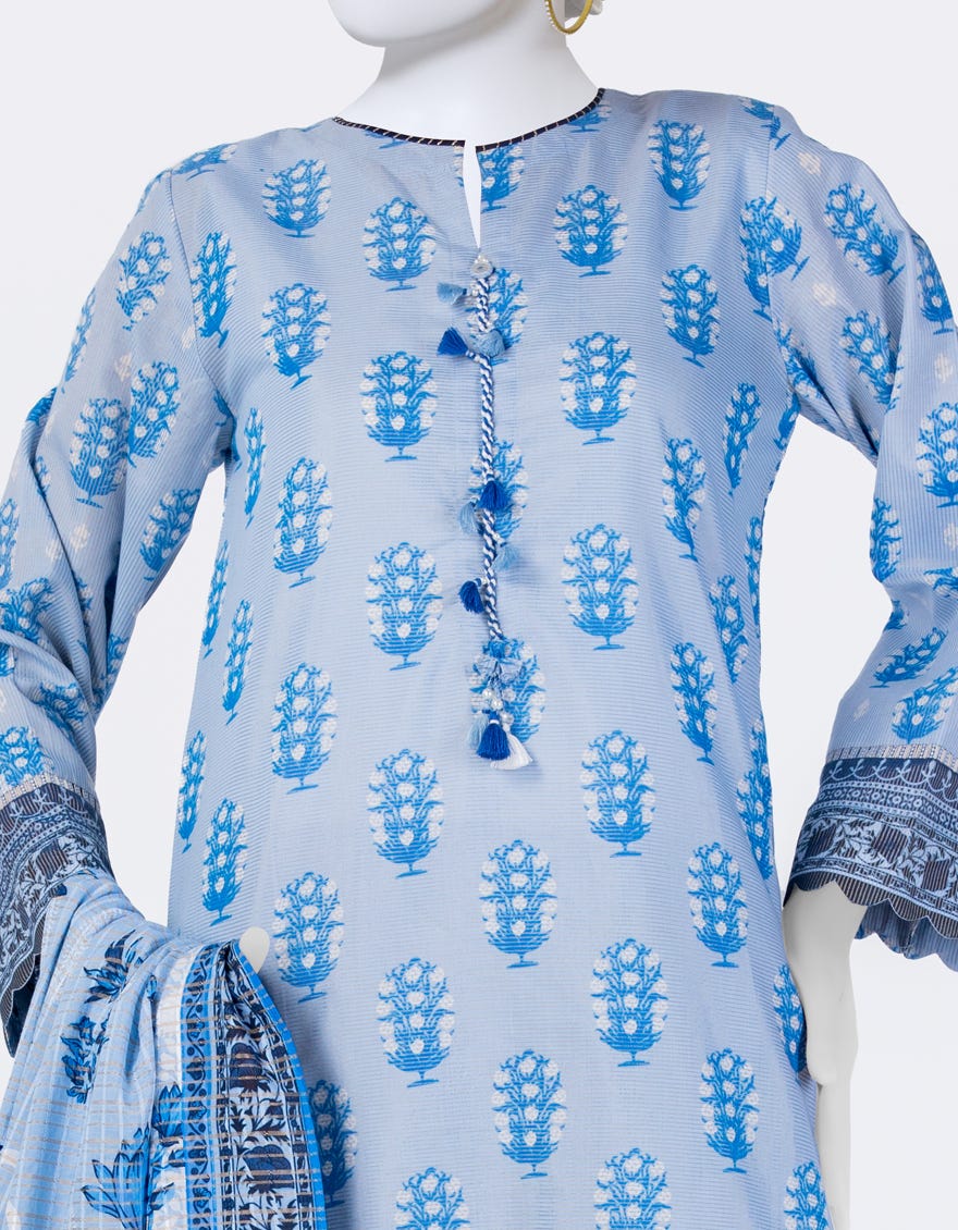 BLUE LAWN PRINTED 3PC STITCHED | JLAWN-S-25-814