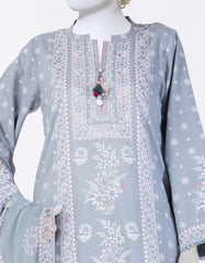GREY LAWN PRINTED 3PC STITCHED | JLAWN-S-25-818