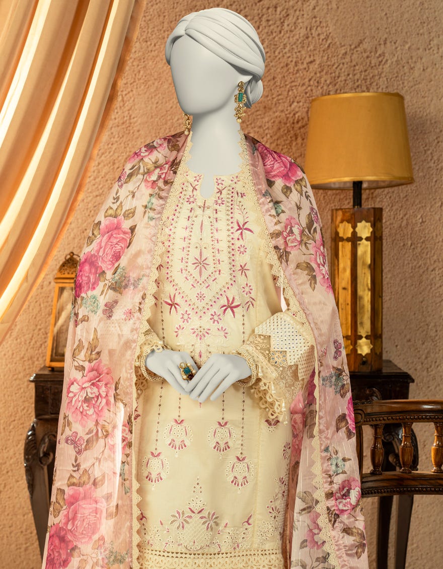 BEIGE LAWN EMBROIDERED 3PC STITCHED | JLAWN-S-25-821