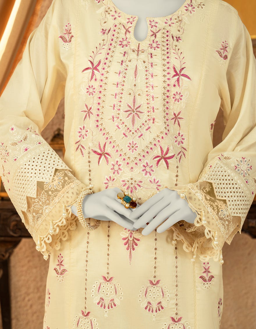 BEIGE LAWN EMBROIDERED UNSTITCHED 3PC | JLAWN-S-25-821