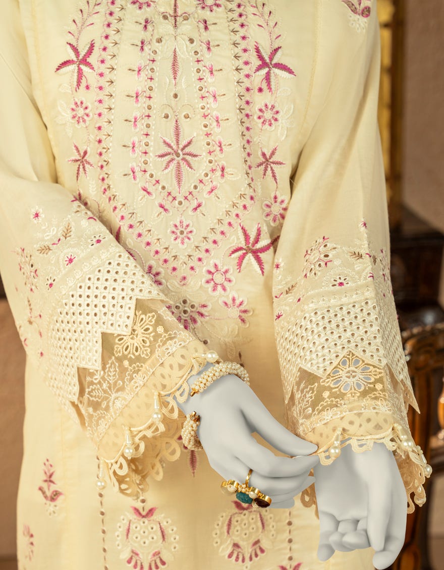 BEIGE LAWN EMBROIDERED UNSTITCHED 3PC | JLAWN-S-25-821