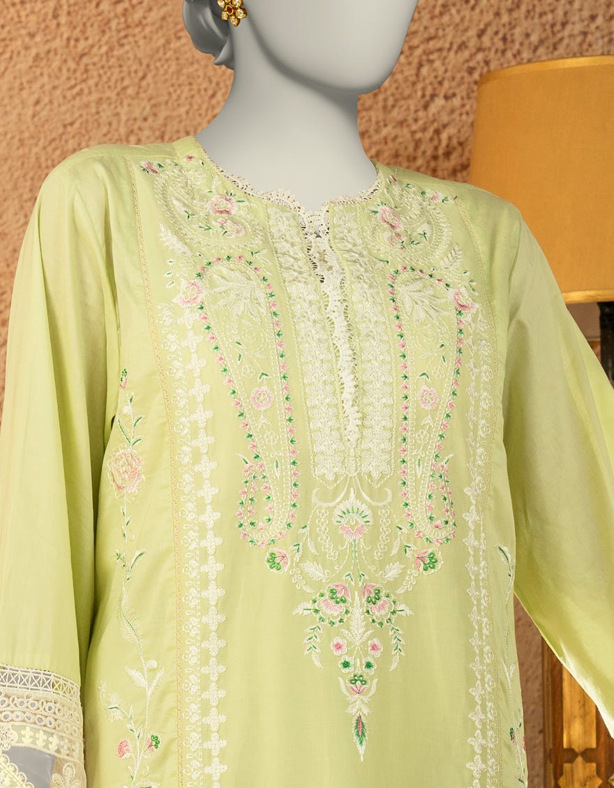 GREEN LAWN EMBROIDERED UNSTITCHED 3PC | JLAWN-S-25-825