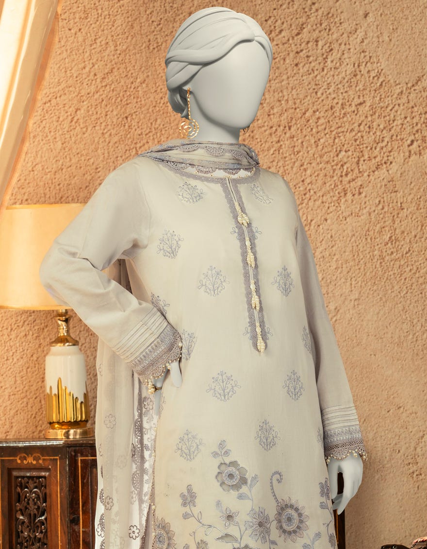 BLUE LAWN EMBROIDERED UNSTITCHED 3PC | JLAWN-S-25-827