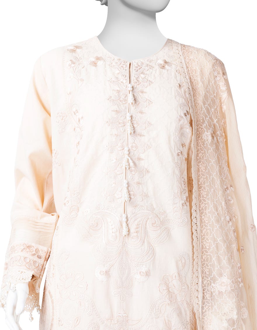 BEIGE LAWN EMBROIDERED 3PC STITCHED | JLAWN-S-25-829