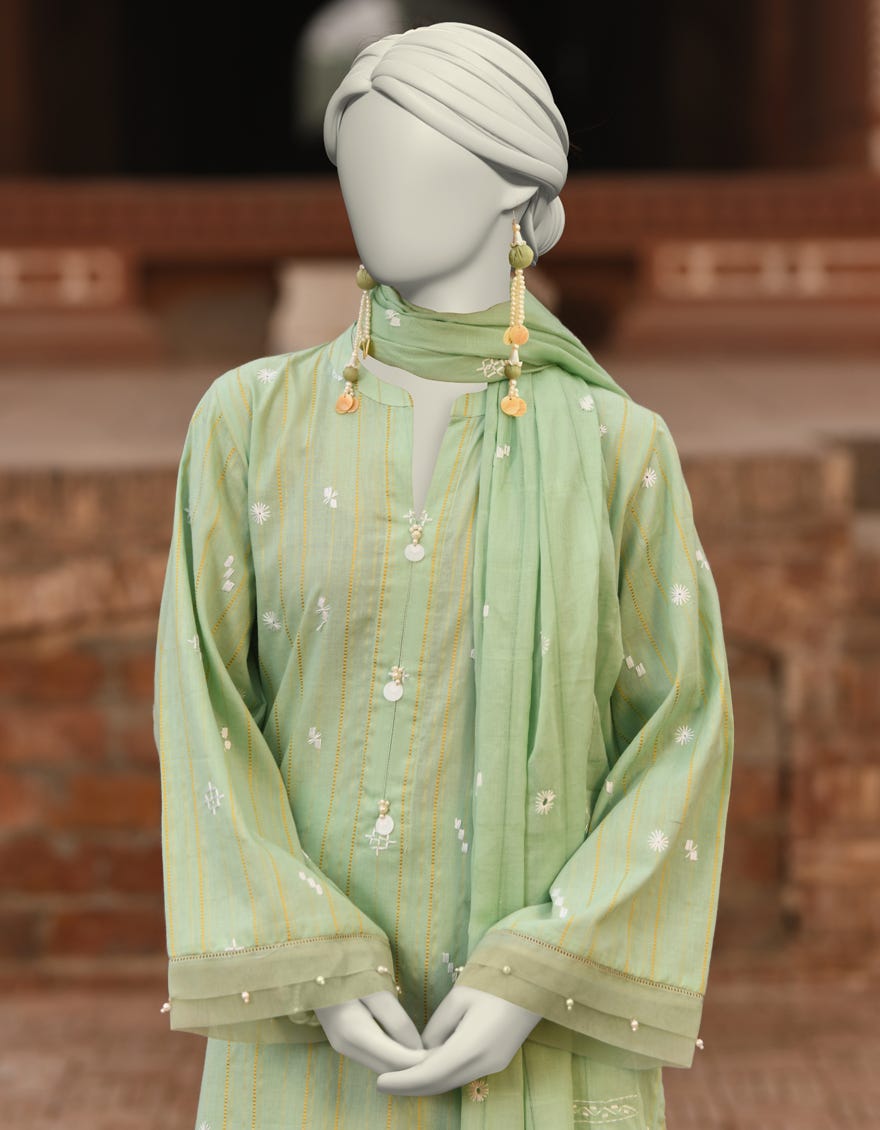 GREEN LAWN EMBROIDERED 3PC STITCHED | JLAWN-S-25-833