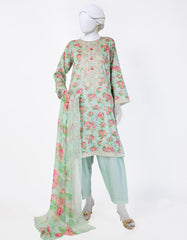 GREEN LAWN EMBROIDERED 3PC STITCHED | JLAWN-S-25-843