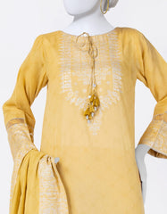 YELLOW JACQUARD DYED 3PC STITCHED | JLAWN-S-25-847